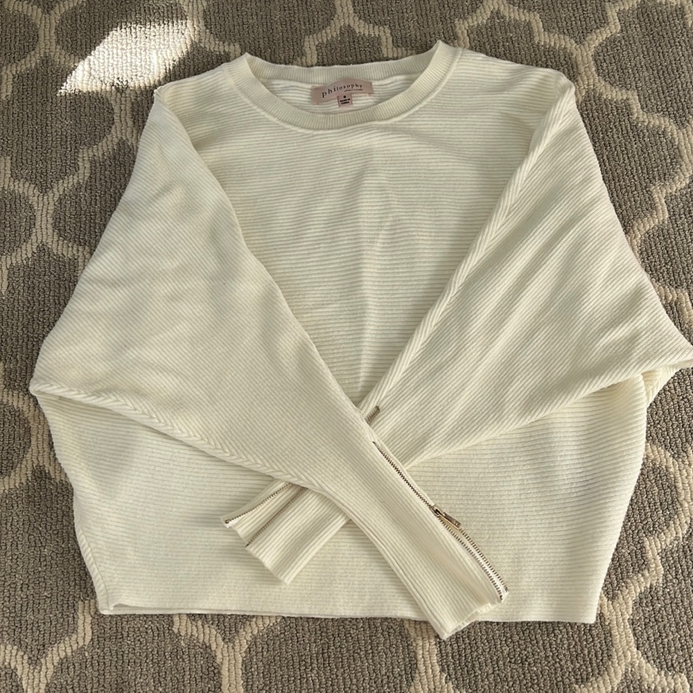 Philosophy sweater, zipper sleeves